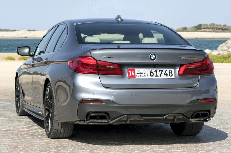 Abu Dhabi, United Arab Emirates - November 25th, 2017: Road test of the BMW M550i x. Saturday, November 25th, 2017 in Abu Dhabi. Chris Whiteoak / The National