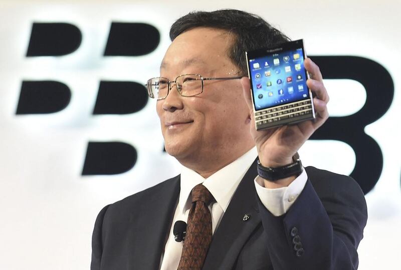 BlackBerry chief executive John Chen introduces the Passport smartphone. Aaron Harris / Reuters