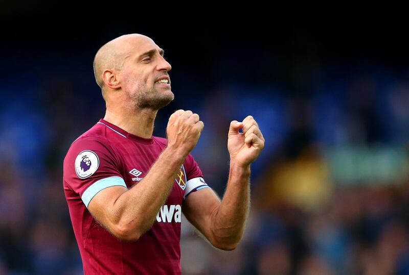 Right-back: Pablo Zabaleta (West Ham United) – A talismanic figure rolled back the years with a surge forward to set up Felipe Anderson’s opener against Manchester United. Getty Images