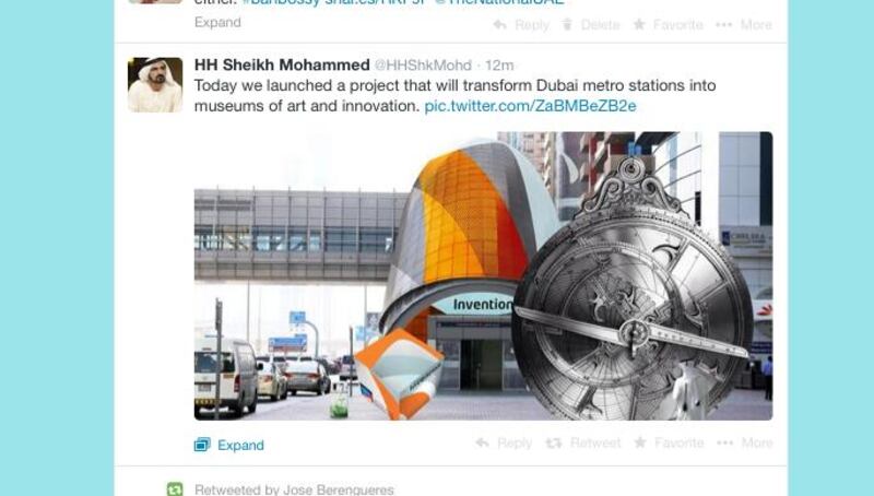 A screenhot of Sheikh Mohammed Al Maktoum's tweet (NO CREDIT)