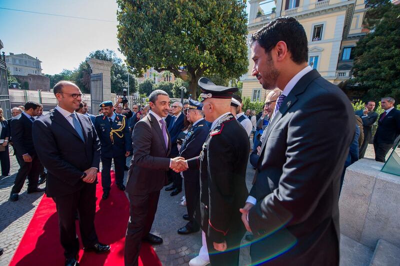 Sheikh Abdullah bin Zayed, Minister of Foreign Affairs and International Cooperation, inaugurates the UAE's new Embassy headquarters in Rome. Wam