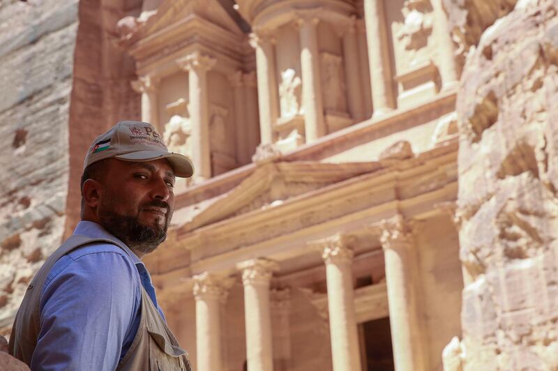 Nayef Hilalat, 42, guards Jordan's ancient city of Petra, which remains empty of tourists. AFP