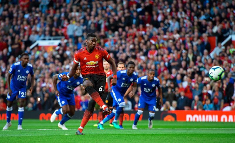 Manchester United's Paul Pogba scores from the penalty spot to make it 1-0. EPA