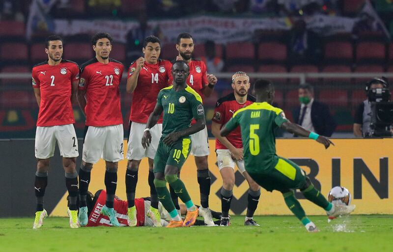 Senegal's Idrissa Gana Gueye shoots at goal from a free kick. Reuters