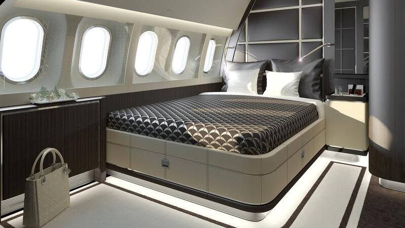 More than 500 craftsmen work at Jet Aviation’s facility in Basel to customise plane interiors according to customers’ requirements, which can cost anywhere from $40 million to $200m. Above, an example of a customised aircraft interior. Courtesy Jet Aviation Basel and ACA Advanced Computer Art