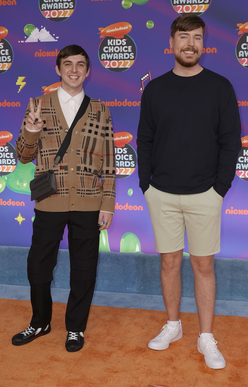 YouTube stars Chris Tyson and Donaldson at Nickelodeon's Kids' Choice Awards 2022. AFP