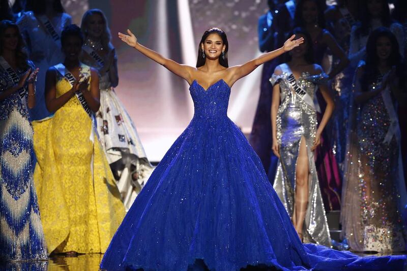 Pia Wurtzbach wears Michael Cinco at the Miss Universe beauty pageant on January 30, 2017. Reuters