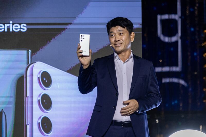 Doohee Lee, president of Samsung Gulf Electronics, at the UAE launch event of the Galaxy S23 series in Dubai on Wednesday. Photo: Samsung