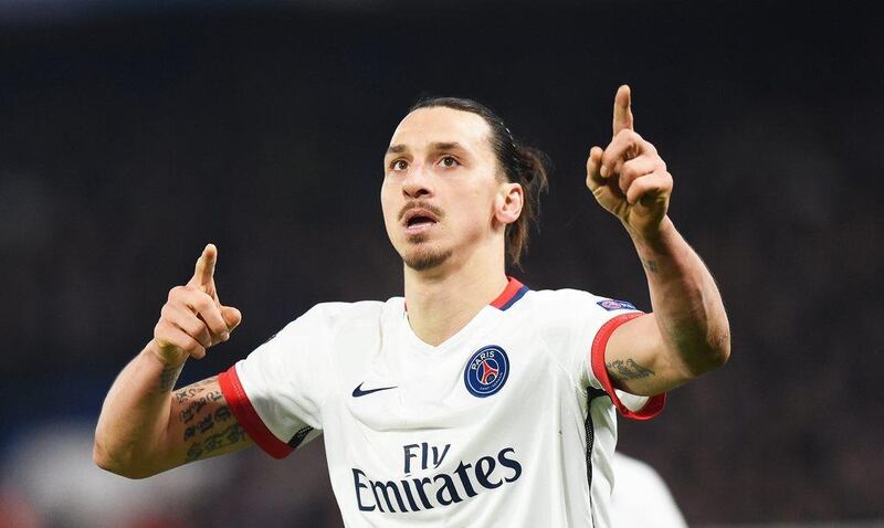 Zlatan Ibrahimovic created the first goal and scored the second in Paris Sain-Germain's 2-1 second leg last 16 win over Chelsea in the Uefa Champions League. Facundo Arrizabalaga /  EPA