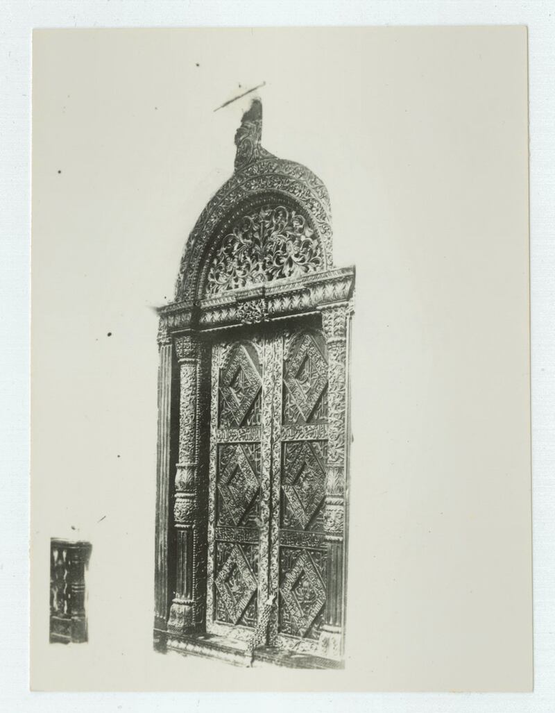 Zanzibar, Carved doorway at the House of Wonders, part of the former Sultan's Palace, Zanzibar.Original manuscript caption: Bait Rajab, house of H.H. Said Hamud, circa 1938. 2000/084/1/1/6/5/305. (Photo by: Bristol Archives/Universal Images Group via Getty Images)