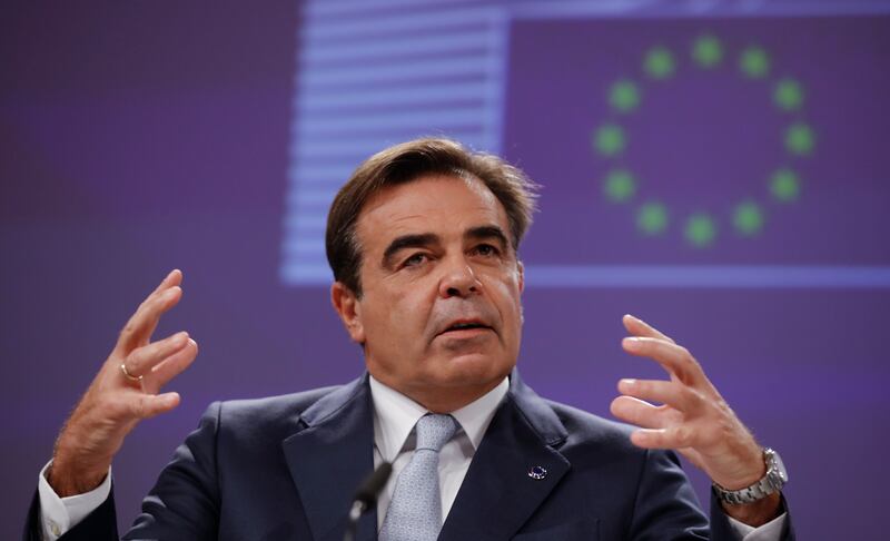 European Commission Vice President Margaritis Schinas, who is visiting Expo 2020 Dubai this weekend, speaks at an event in Brussels. Photo: EPA