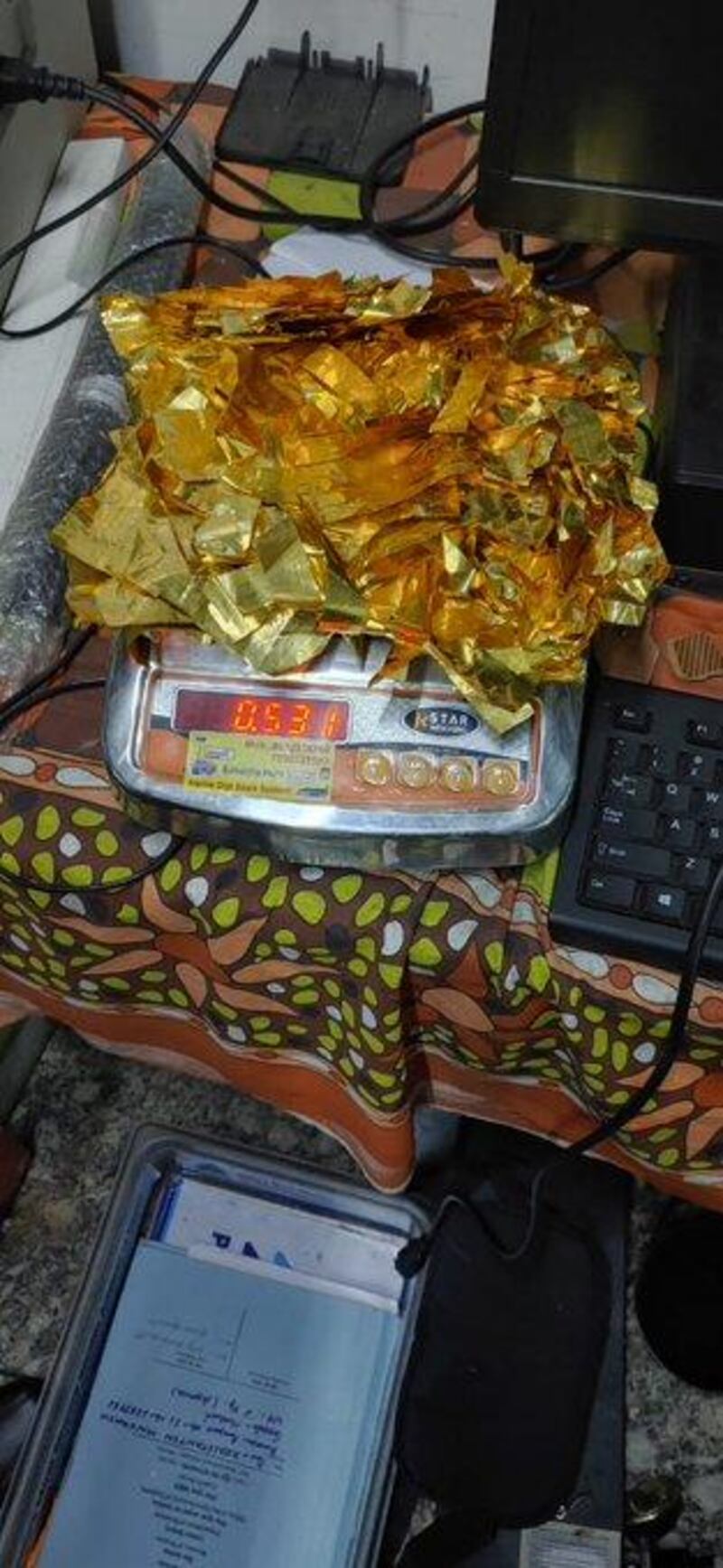 Customs at an Indian airport recovered 531.20 grams of gold foils hidden inside chocolate boxes. Courtesy: Asian News International 