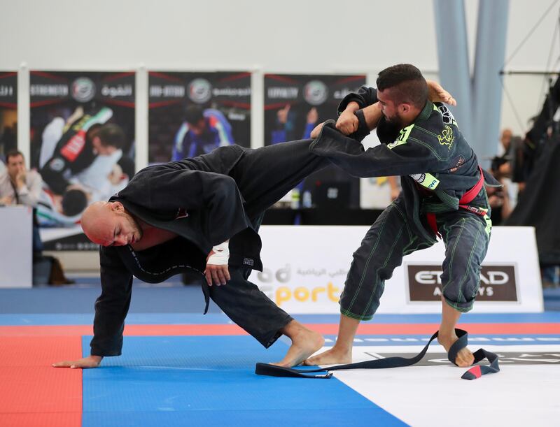 Adriano Araujo, left, in action during the Al Ain International at the UAE University auditorium on Saturday. Photo courtesy UAEJJF