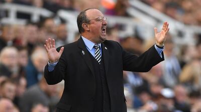 NEWCASTLE UPON TYNE, ENGLAND - SEPTEMBER 29:  Newcastle manager Rafa Benitez  reacts during the Premier League match between Newcastle United and Leicester City at St. James Park on September 29, 2018 in Newcastle upon Tyne, United Kingdom.  (Photo by Stu Forster/Getty Images)