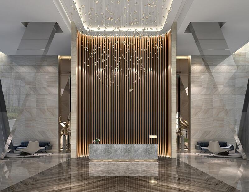 An artist rendering of The Sterling lobby area. Courtesy Omniyat
