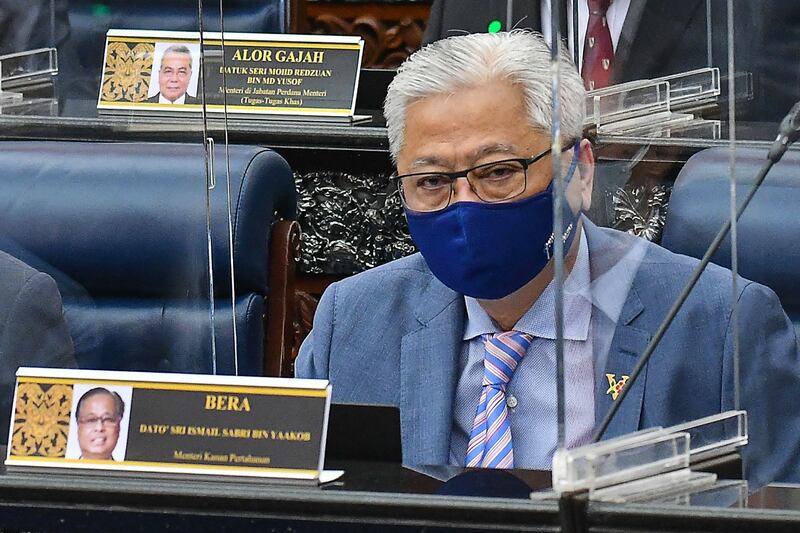 Umno party member Ismail Sabri Yaakob attends a session of Malaysia's parliament in November 2020 when he was defence minister. AFP / Malaysia Department of Information