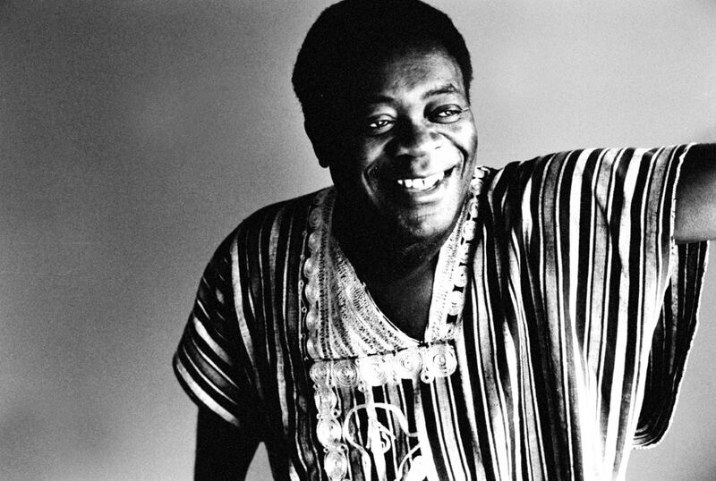 Actor Yaphet Kotto sporting a royal Cameroonian dashiki featuring vertical stripes & a lace-trimmed square collar, at home.  (Photo by Taro Yamasaki/The LIFE Images Collection via Getty Images/Getty Images)
