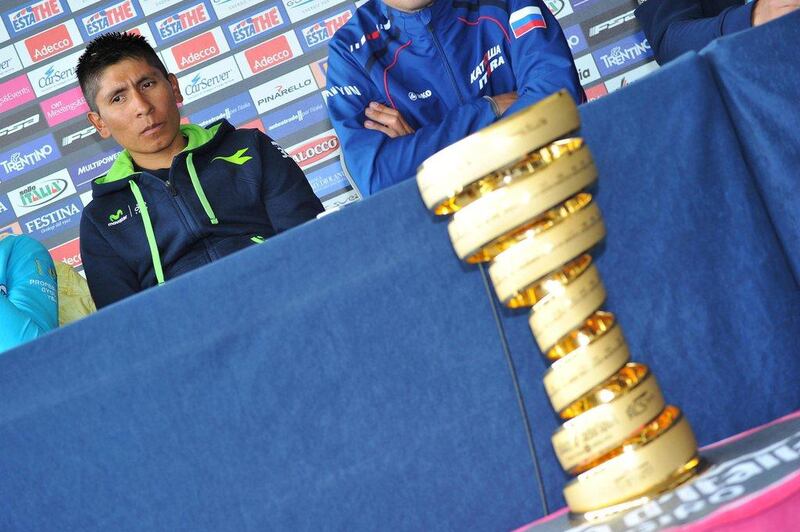 Colombia's Nairo Quintana of Team Movistar shown during a press conference for the 2014 Giro d'Italia cycling race which begins on Friday May 9, 2014 in Belfast, Northern Ireland. Luca Zennaro / EPA  