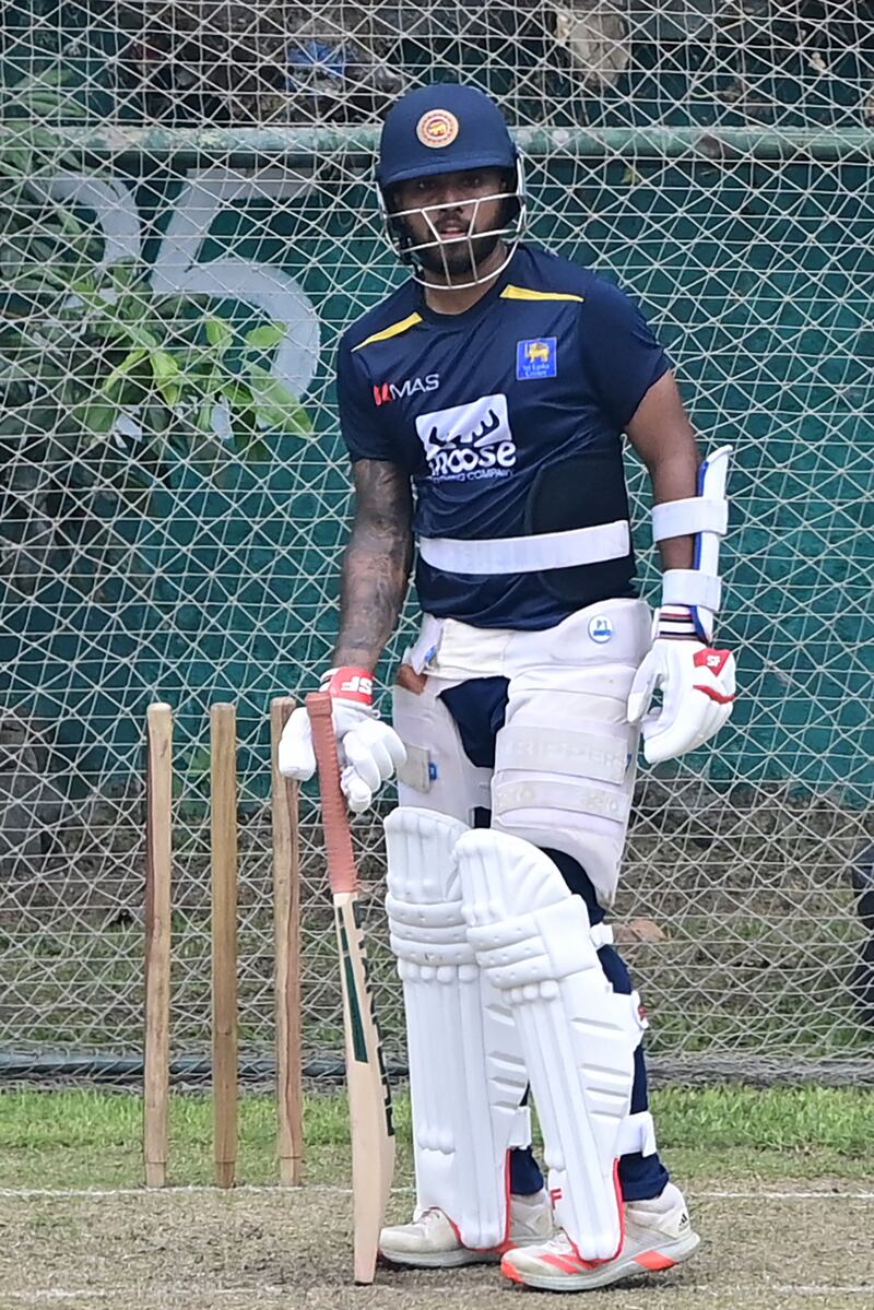 Sri Lanka's Kusal Mendis bats during a training session in Dhaka. AFP