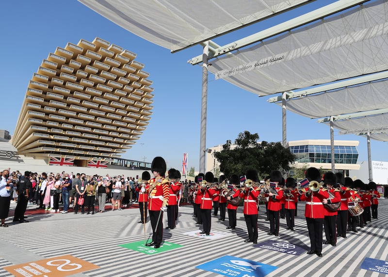 The Coldstream Guards parade to mark UK 'national day 'at Expo 2020 Dubai. All photos: Chris Whiteoak / The National