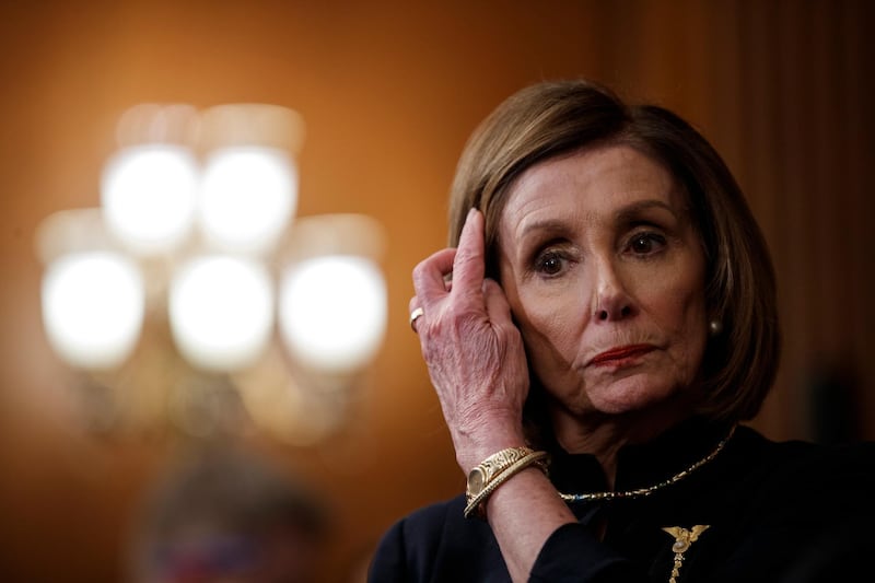 Speaker of the House Nancy Pelosi looks on during a press conference following the impeachment vote of US President Donald Trump in Washington, DC, USA, 18 December 2019. EPA