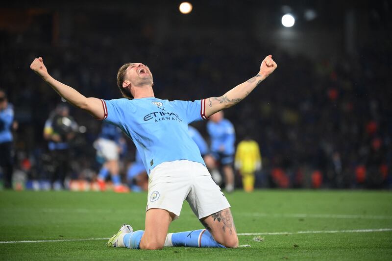 Manchester City's English defender #5 John Stones celebrates winning the UEFA Champions League final football match between Inter Milan and Manchester City at the Ataturk Olympic Stadium in Istanbul. AFP