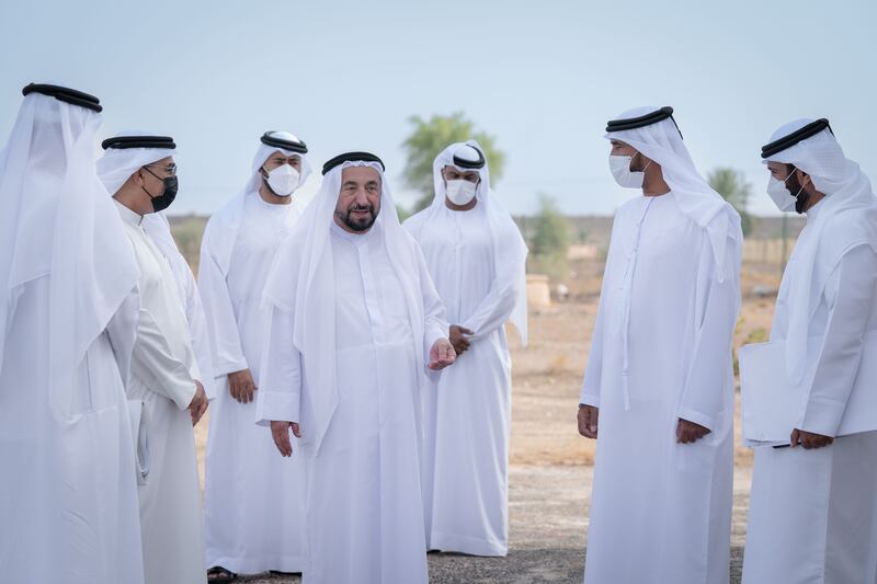 Sheikh Dr Sultan was accompanied by government officials, who briefed him on the construction plans for restoration of the Fali area.