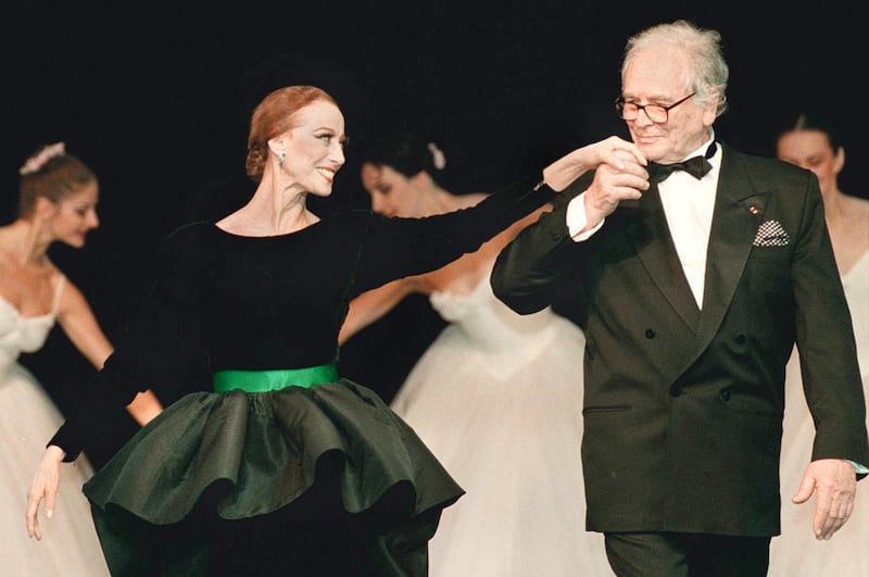Russian ballerina Maya Plisetskaya with French couturier Pierre Cardin in Moscow, Russia, in January 1998. EPA