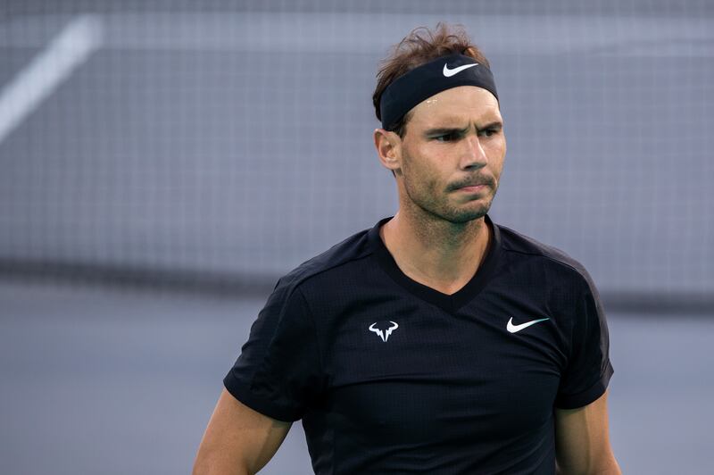 Rafael Nadal during his match with Denis Shapovalov at the Mubadala World Tennis Championship. Victor Besa / The National