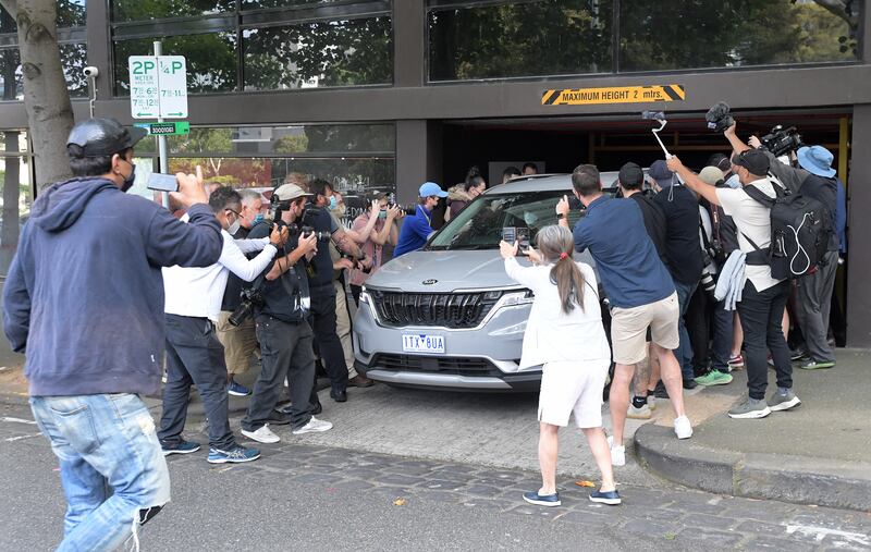 Serbian tennis player Novak Djokovic is photographed as he is transported from an Immigration Hotel in Melbourne. EPA