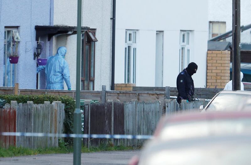 Investigators leave a property being searched after a man was arrested in connection with an explosion on a London Underground train, in Sunbury-on-Thames, Britain, September 16, 2017. REUTERS/Peter Nicholls