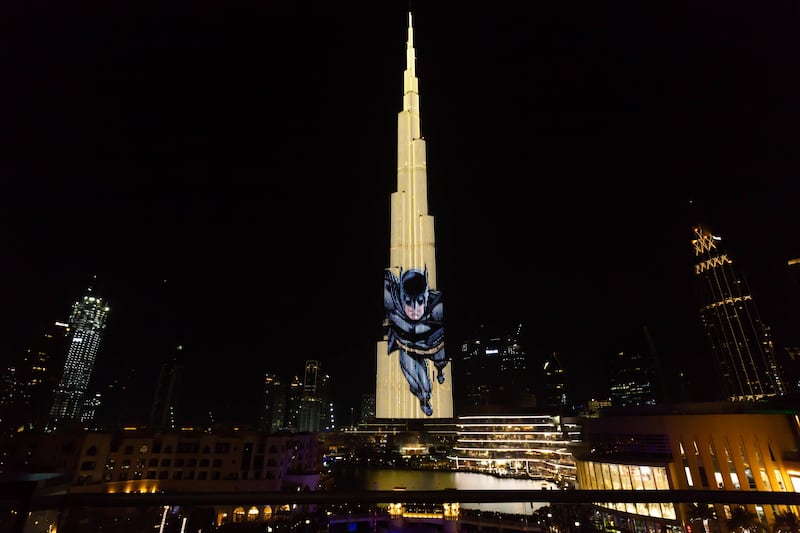 Batman display projected onto the Burj Khalifa. Courtesy Warner Bros. World Abu Dhabi