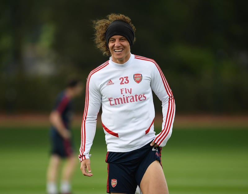 ST ALBANS, ENGLAND - MAY 22: David Luiz of Arsenal during a training session at London Colney on May 22, 2020 in St Albans, England. (Photo by Stuart MacFarlane/Arsenal FC via Getty Images)