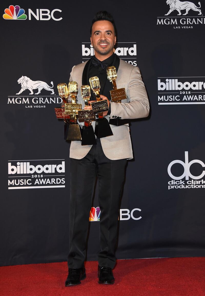 Luis Fonsi, winner of the awards for hot Latin song of the year, hot Latin song of the year - vocal event, airplay song of the year, digital song of the year, streaming song of the year and Latin pop song of the year for "Despacito" and hot Latin songs artist of the year - male. AP