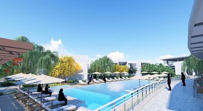 An artist's impression of the pool at Zoya Health & Wellbeing Resort, Ajman