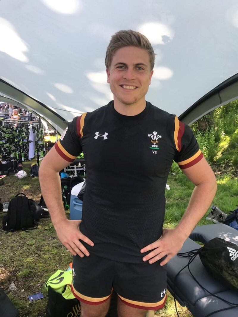 Haydn Palmer, who was raised in the Gulf, represented the Wales development sevens side at a tournament in England. Courtesy Haydn Palmer