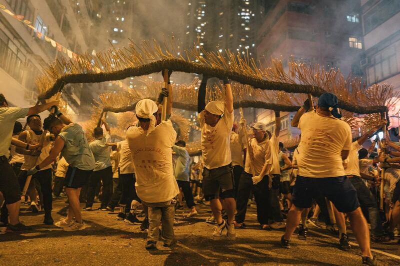 It has become an annual tradition, where up to 300 performers dance the fire dragon, made up of 72,000 sticks of burning incense and a 67-metre-long dragon, through the narrow streets of Tai Hang.