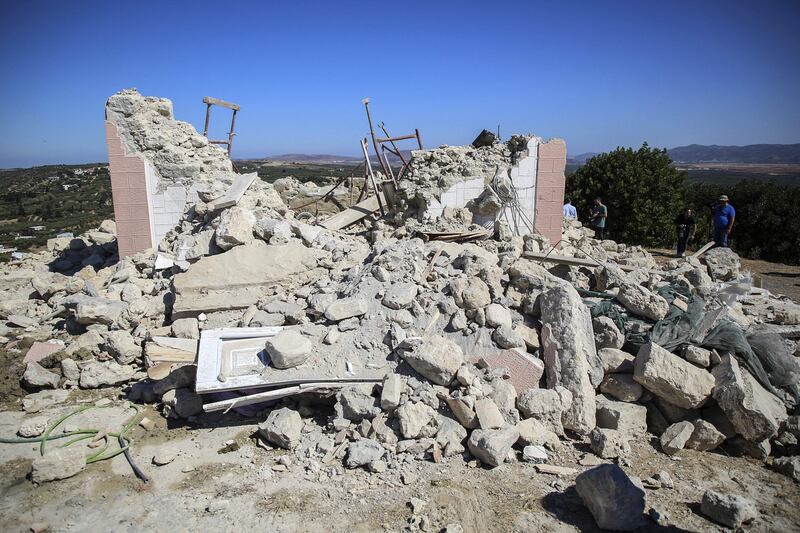 The rubble of a Cretan church following Monday's earthquake. Photo: AFP
