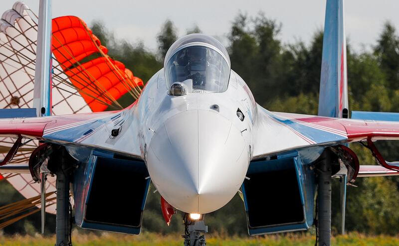 A Sukhoi Su-35 jet fighter at Kubinka airbase, in Moscow. Reuters.