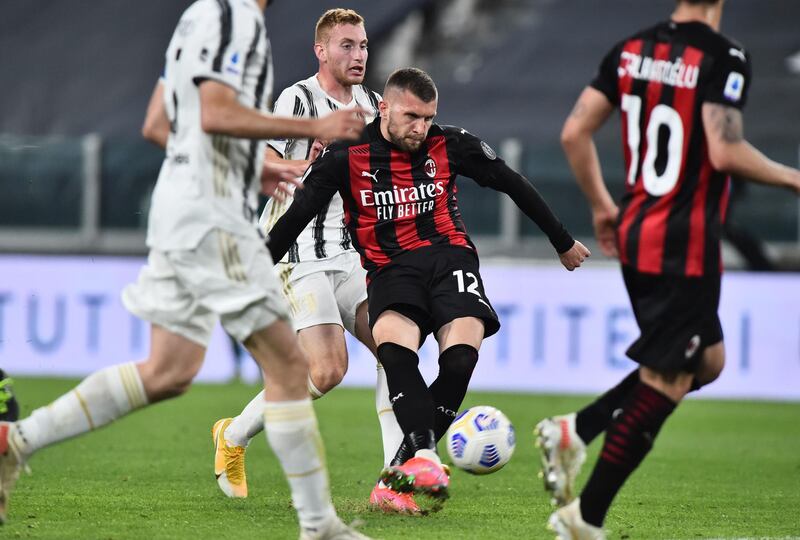AC Milan's Ante Rebic scores their second goal. Reuters