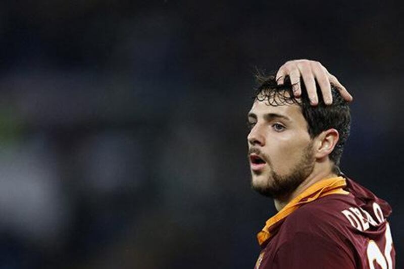 Roma's Mattia Destro reacts during their draw against Inter Milan. Giampiero Sposito / Reuters
