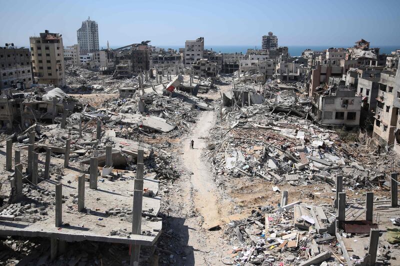 The devastated area surrounding Al Shifa Hospital in Gaza, from where Israeli forces withdrew after a two-week siege, leaving the site in ruins. AFP
