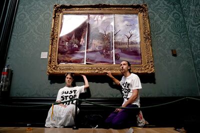 The Just Stop Oil climate group said it was behind the protest at London's National Gallery. PA