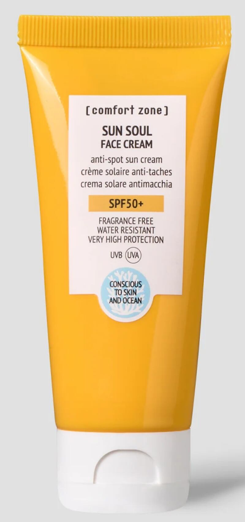Sun Soul face cream SPF 50+, Dh160, Comfort Zone at Eideal. Photo: Eideal