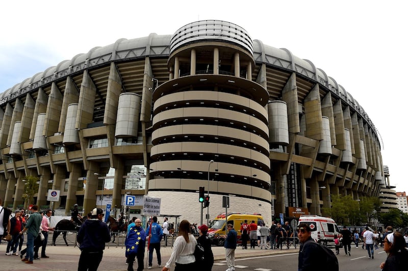MADRID, SPAIN - SEPTEMBER 14: General view outside the stadium prior to the La Liga match between Real Madrid CF and Levante UD at Estadio Santiago Bernabeu on September 14, 2019 in Madrid, Spain. (Photo by Denis Doyle/Getty Images)
