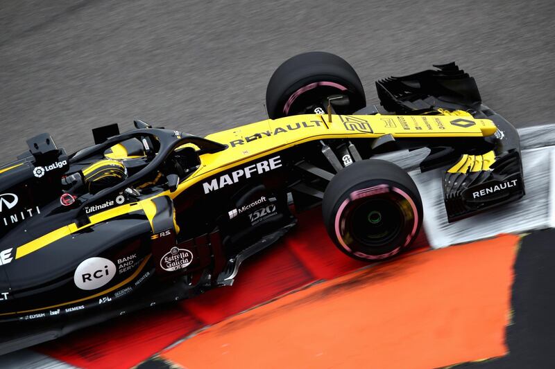 SOCHI, RUSSIA - SEPTEMBER 28: Nico Hulkenberg of Germany driving the (27) Renault Sport Formula One Team RS18 on track during practice for the Formula One Grand Prix of Russia at Sochi Autodrom on September 28, 2018 in Sochi, Russia.  (Photo by Mark Thompson/Getty Images)