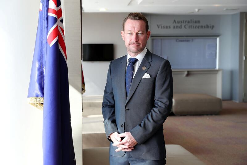 DUBAI , UNITED ARAB EMIRATES , January 10 ��� 2019 :- Justin McGowan, head of Australian national pavilion at Expo 2020 at his office in the Australian Consulate in Burjuman Business Tower in Bur Dubai in Dubai. ( Pawan Singh / The National ) For Business. Story by Alkesh