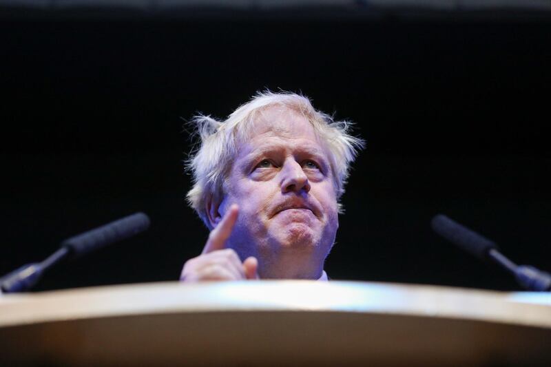 Boris Johnson, former U.K. foreign secretary, delivers a speech during the Conservative Party annual conference in Birmingham, U.K., on Tuesday, Oct. 2, 2018. Theresa May is battling to assert her authority as U.K. prime minister after a disastrous start to her party's annual conference threatened to explode into a full-blown leadership crisis. Photographer: Chris Ratcliffe/Bloomberg
