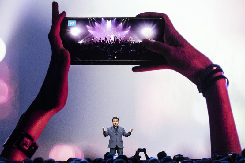 Taemoon Roh, head of mobile for Samsung Electronics Co, speaks during the Samsung Unpacked product launch. Bloomberg