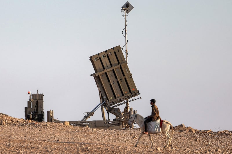 One of the batteries that make up Israel's Iron Dome missile defence system, near a village in the southern Negev desert. AFP